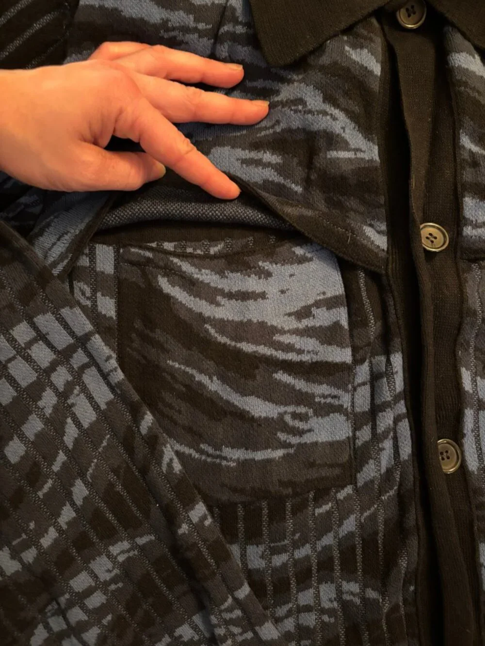 Paul Smith Blue on Blue Patterned Cardigan with Double Breast Pockets